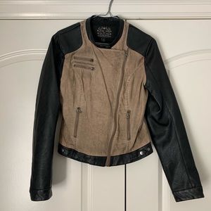 ❤️Blanc Noir Moto Jacket S Black Tan Faux Leather